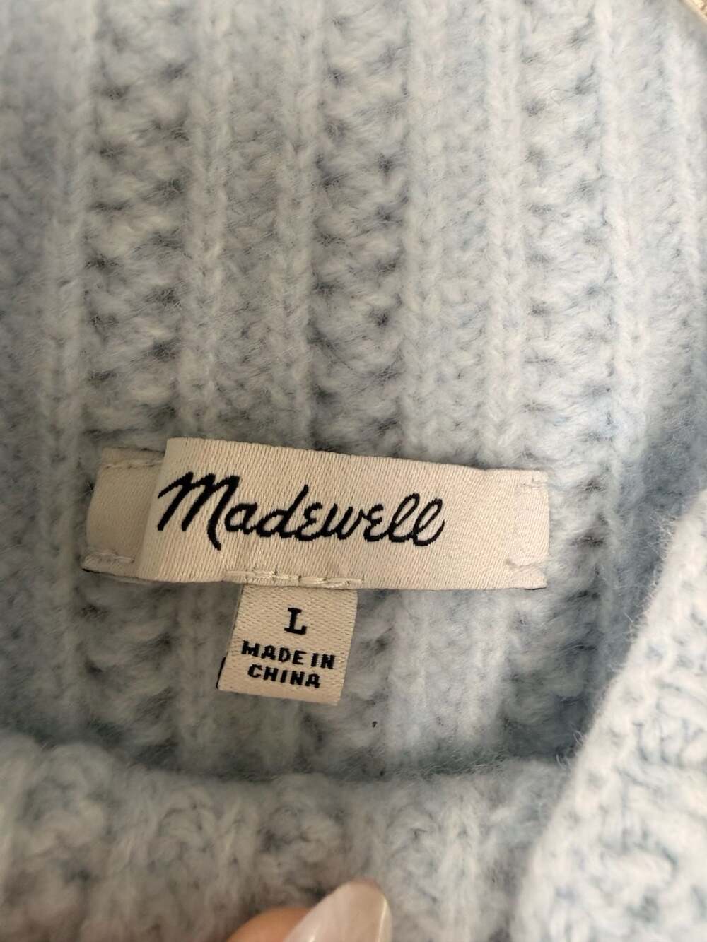 Madewell Light Blue Ribbed Mockneck Cropped Sweater Size L - Picture 3 of 11